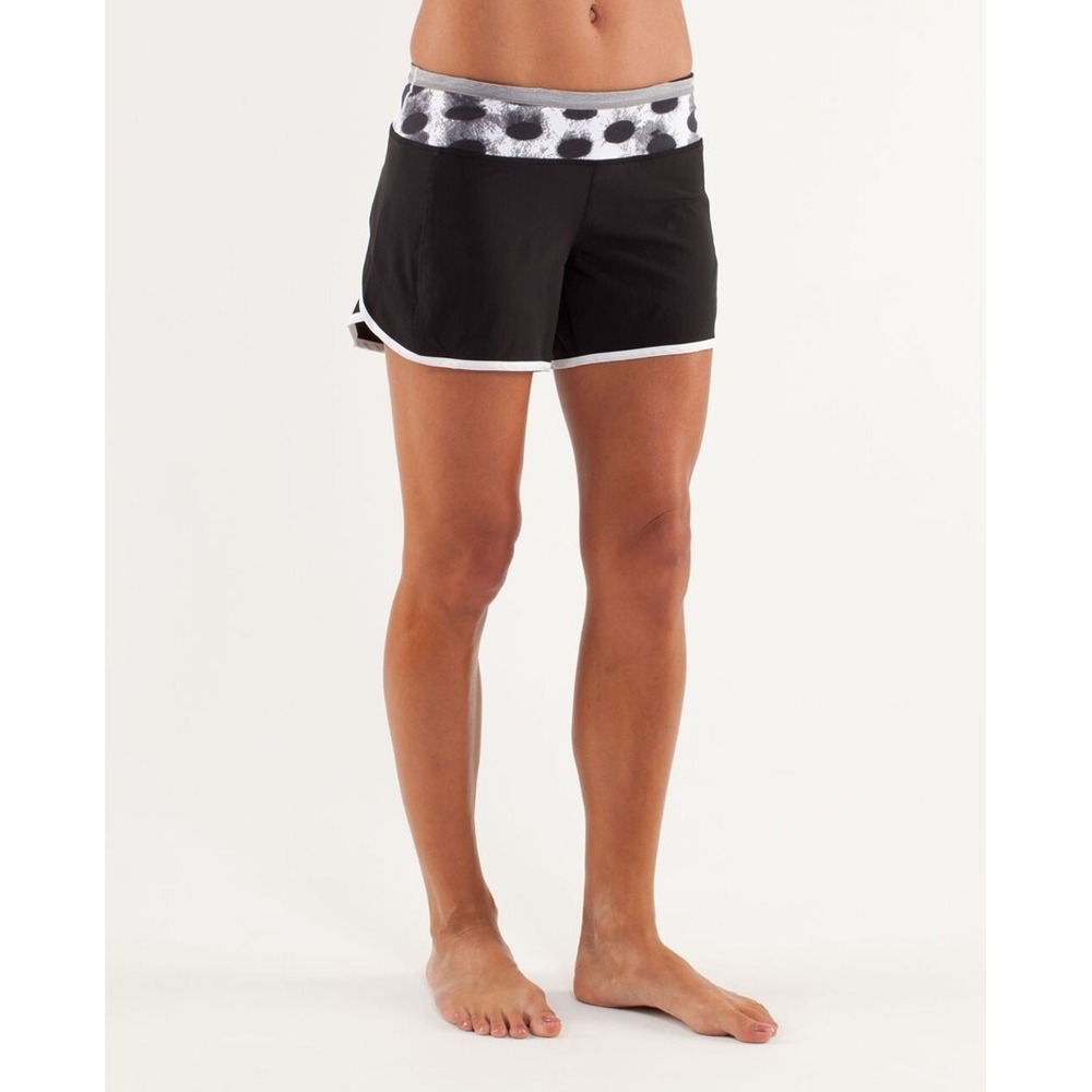 Lululemon Turbo Run Black & White Athletic Shorts 4 Seaside Dot‎ Athletic Gym